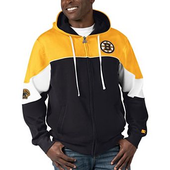 Men's Starter Black/Gold Boston Bruins Power Forward Full-Zip Hoodie