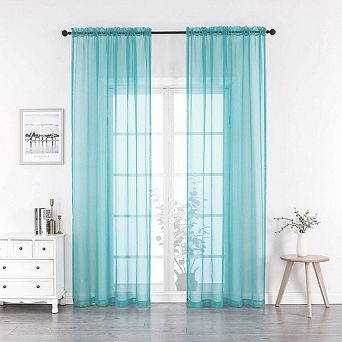 Goodgram Home 2 Pack Ultra Luxurious Semi Sheer Voile Curtains - Aqua Blue