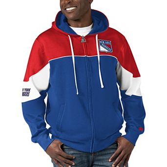 Men's Starter Blue/Red New York Rangers Power Forward Full-Zip Hoodie