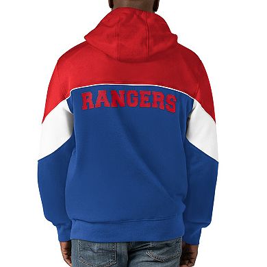 Men's Starter Blue/Red New York Rangers Power Forward Full-Zip Hoodie