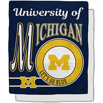 Michigan Wolverines 50" x 60" Retro Emblem Flannel Fleece Sherpa Blanket