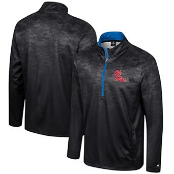 Men's Colosseum Black Ole Miss Rebels The Machine Half-Zip Jacket