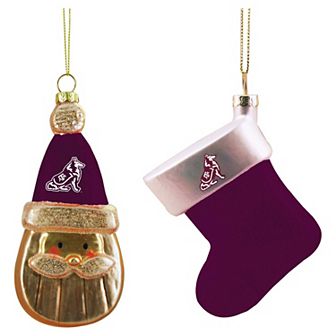 Texas A&M Aggies Two-Pack Snowman & Stocking Blown Glass Ornament Set
