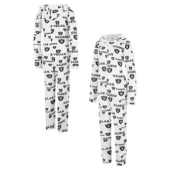 Women's Concepts Sport Cream Las Vegas Raiders Docket Hoodie Full-Zip Union Suit
