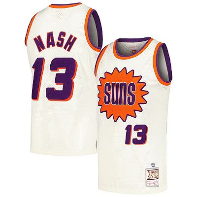 Men s Mitchell Ness Steve Nash Cream Phoenix Suns Chainstitch Swingman Jersey