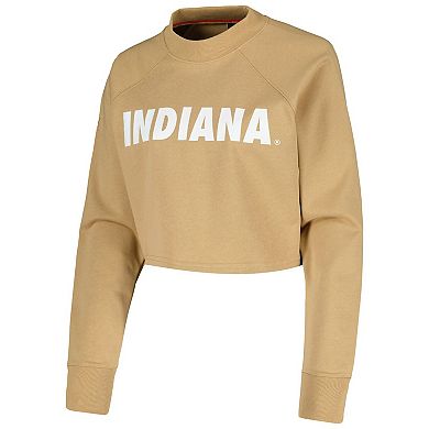 Women's Tan Indiana Hoosiers Raglan Cropped Sweatshirt & Sweatpants Set