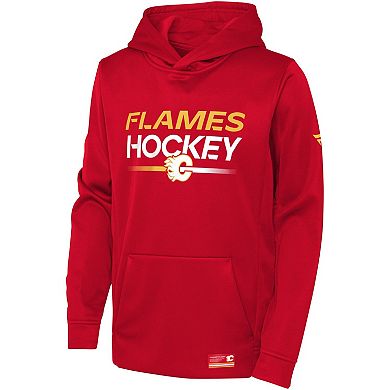 Youth Fanatics Branded Red Calgary Flames Authentic Pro Pullover Hoodie