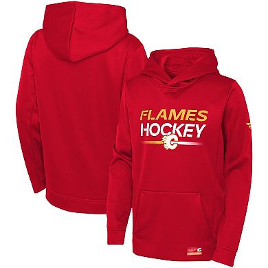 Youth Fanatics Branded Red Calgary Flames Authentic Pro Pullover Hoodie