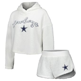 Women's Concepts Sport White Dallas Cowboys Fluffy Pullover Sweatshirt & Shorts Sleep Set