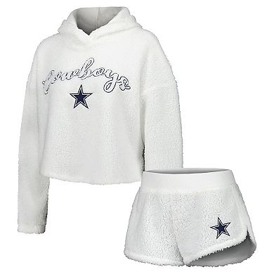 Women's Concepts Sport White Dallas Cowboys Fluffy Pullover Sweatshirt & Shorts Sleep Set