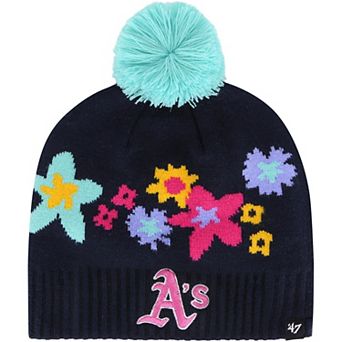 Girls Youth '47 Navy Oakland Athletics Buttercup Knit Beanie with Pom