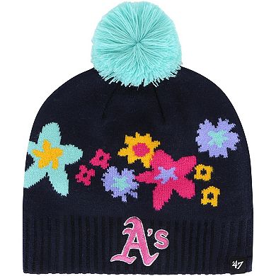 Girls Youth '47 Navy Oakland Athletics Buttercup Knit Beanie with Pom