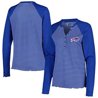 Women's Antigua Royal Buffalo Bills Maverick Waffle Henley Long Sleeve T-Shirt