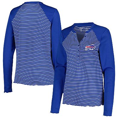 Women's Antigua Royal Buffalo Bills Maverick Waffle Henley Long Sleeve T-Shirt