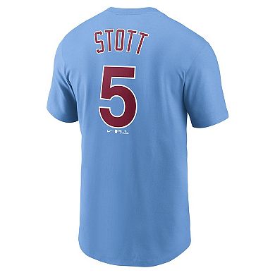 Men's Nike Bryson Stott Light Blue Philadelphia Phillies Player Name & Number T-Shirt