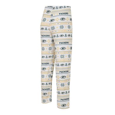 Men's Concepts Sport White/Green Green Bay Packers Tinsel Raglan Long Sleeve T-Shirt & Pants Sleep Set