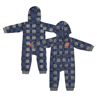 Infant Colosseum Navy Auburn Tigers Full-Zip Plaid Hoodie Long Sleeve Jumper