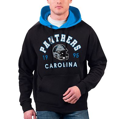 Men's G-III Sports by Carl Banks Black Carolina Panthers Colorblock Pullover Hoodie