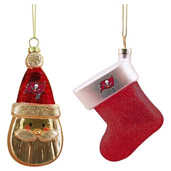 Tampa Bay Buccaneers Two-Pack Snowman & Stocking Blown Glass Ornament Set