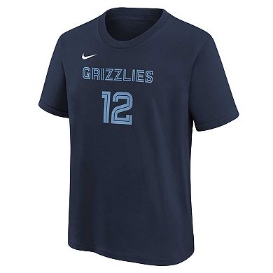 Youth Ja Morant Navy Memphis Grizzlies Icon Name & Number T-Shirt
