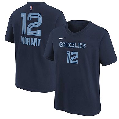 Youth Ja Morant Navy Memphis Grizzlies Icon Name & Number T-Shirt