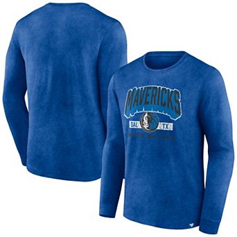 Men's Fanatics Branded Heather Royal Dallas Mavericks Front Court Press Snow Wash Long Sleeve T-Shirt