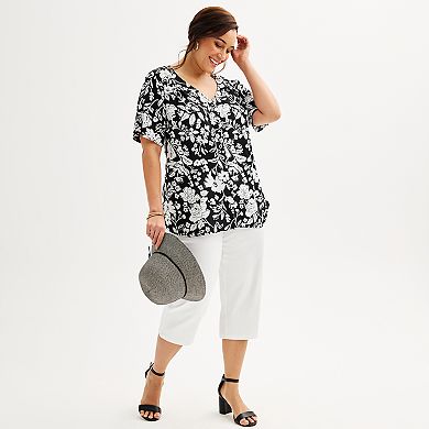 Plus Size Croft & Barrow® Short Sleeve Femme Blouse