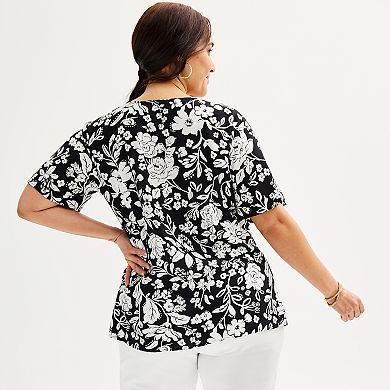 Plus Size Croft & Barrow® Short Sleeve Femme Blouse