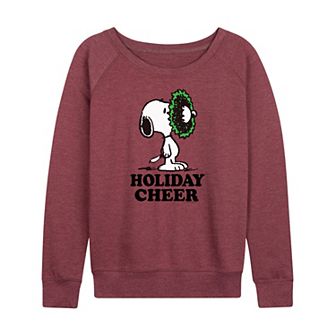 Women's Peanuts Snoopy Holiday Cheer French Terry Long Sleeve Tee