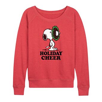 Women's Peanuts Snoopy Holiday Cheer French Terry Long Sleeve Tee