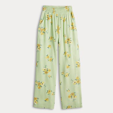 Juniors' Live To Be Spoiled Floral Wide Leg Pants