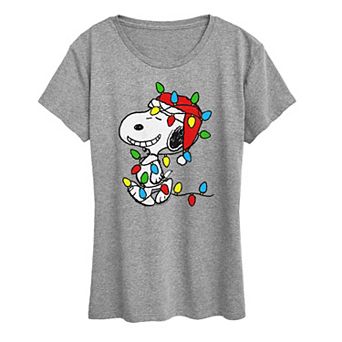 Women's Peanuts Snoopy Christmas Lights Graphic Tee
