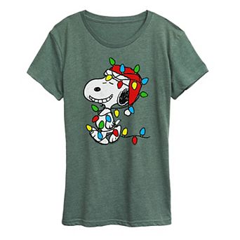 Women's Peanuts Snoopy Christmas Lights Graphic Tee