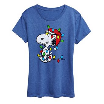Women's Peanuts Snoopy Christmas Lights Graphic Tee