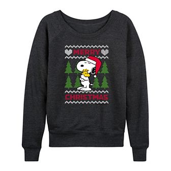 Women's Peanuts Snoopy Sweater French Terry Long Sleeve Tee