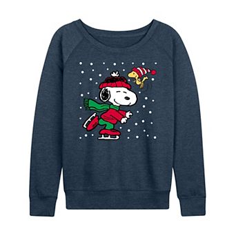 Women's Peanuts Snoopy Holiday French Terry Long Sleeve Tee