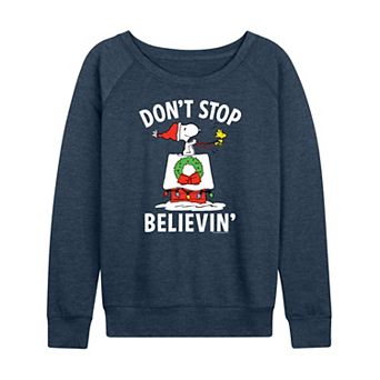 Women's Peanuts Believe Snoopy French Terry Long Sleeve Tee