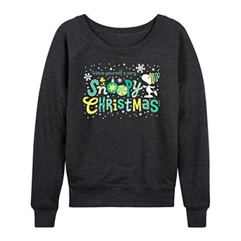 Women's Peanuts Snoopy Christmas French Terry Long Sleeve Tee
