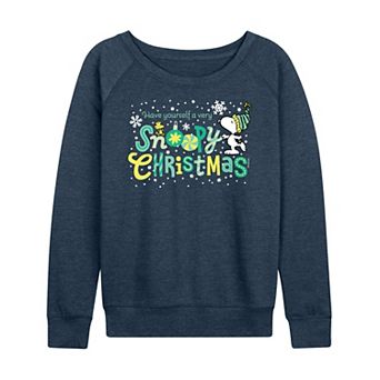 Women's Peanuts Snoopy Christmas French Terry Long Sleeve Tee