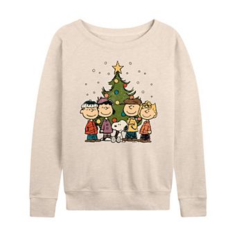 Women's Peanuts Christmas Group French Terry Long Sleeve Tee