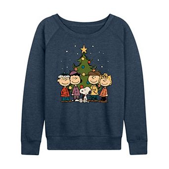 Women's Peanuts Christmas Group French Terry Long Sleeve Tee