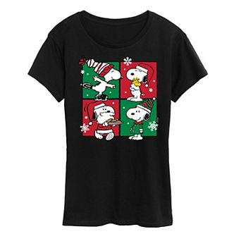 Women's Peanuts Snoopy Christmas Grid Graphic Tee