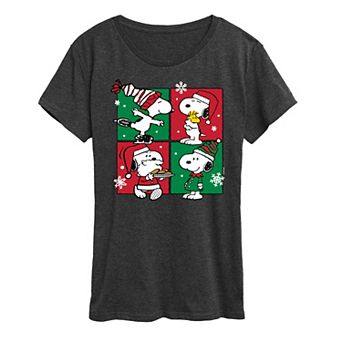 Women's Peanuts Snoopy Christmas Grid Graphic Tee