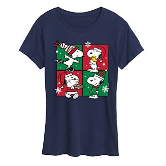 Women's Peanuts Snoopy Christmas Grid Graphic Tee