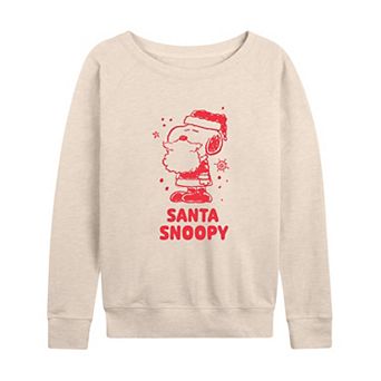 Women's Peanuts Santa Snoopy French Terry Long Sleeve Tee