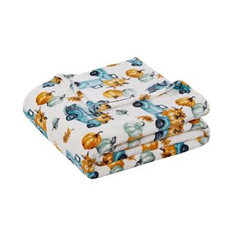 Kate Aurora Thanksgiving Autumn Harvest Pick Up Trucks Ultra Soft and Plush Oversized Throw Blanket