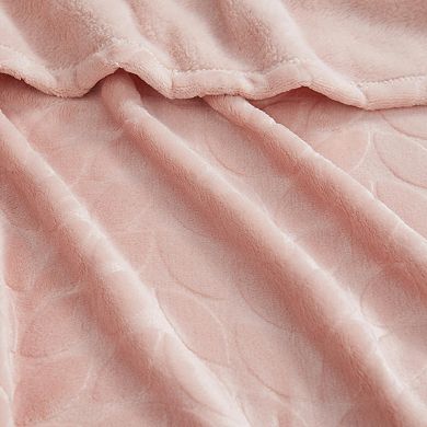 Kate Aurora Pastel Chic Embossed Leaves Ultra Plush Accent Throw Blanket - 50 In. W X 60 In. L