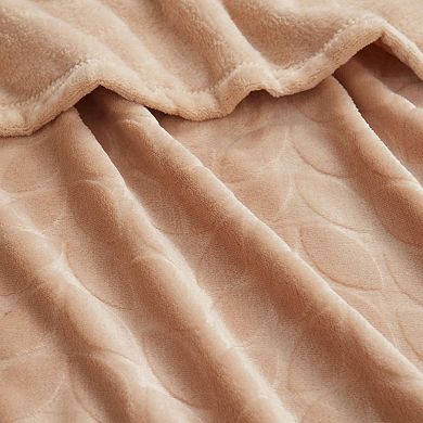 Kate Aurora Pastel Chic Embossed Leaves Ultra Plush Accent Throw Blanket - 50 In. W X 60 In. L