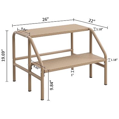 eHemco Heavy-Duty Metal 2 Steps Stool with 1100 lb. Load Capacity, 19.69 Inches, Industrial Yellow