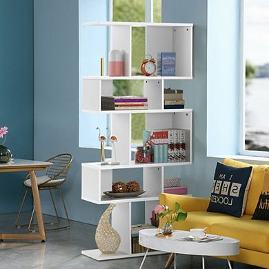 Hivvago 5 Cubes Ladder Shelf Corner Bookshelf Display Rack Bookcase